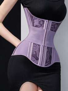 Women's Halloween Christmas Gothic Jacquard Bone Corset/Waist Cincher, Purple Party Outfit Shaping Accessory - Lilac Purple - View 4