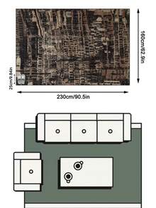 1PC Dark Brown Black Abstract Geometric Vintage Distressed Area Rug, Faux Cashmere Material Rectangular Mottled Line Distressed Pattern, Machine Washable Suitable For Living Room Bedroom Daily Home Decor, Aesthetic Home Decoration - Multicolor - View 15