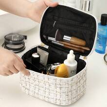 1pc Large Capacity Waterproof Makeup Bag, Suitable For Travel, Storing Cosmetics And Brushes, Toiletries Bag/Makeup Bag, Back To School Essential For Students, Suitable For Women And Girls, With Zipper Closure - R - View 3