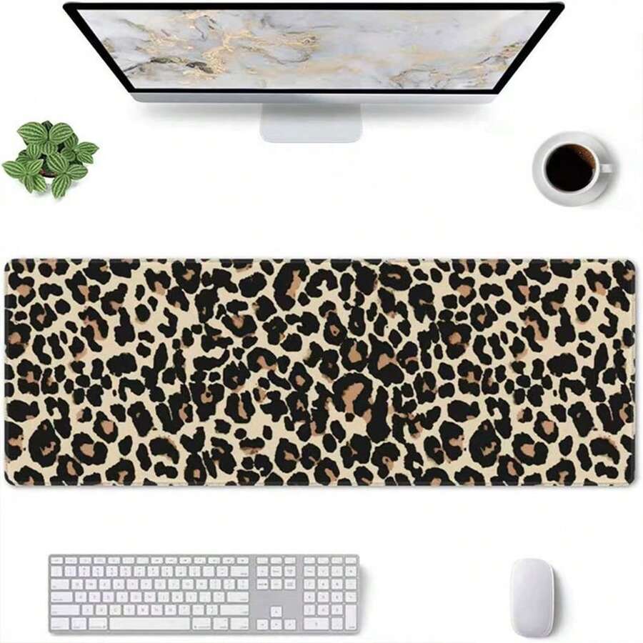 Leopard Print Extra Large Mouse Pad, Non-Slip, Reinforced Edge, Thickened Desk Mat, Suitable For Office And Gaming Keyboard Use - View 1