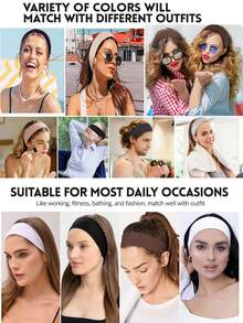 Colorful Casual Headbands Random Colors, Suitable For Beauty, Spa, Face Washing And Hair Accessory Set, Sports Non-Slip Elastic Headbands - Multicolor - View 2