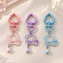1pc/3pcs Unisex Cute Colorful Hollow Line Puppy Pendant 3D Star Charm Colorful Alloy Heart Keychain Accessory Cute Cartoon Bag Charm Wallet Accessory - Multicolor - View 1