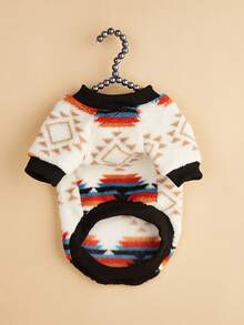 EOO 1pc Geometric Pattern Cat & Dog Universal Autumn/Winter Polyester Fleece Pet Sweatshirt Cat Clothes Dog Clothes - Multicolor - View 2