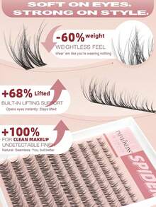 100pcs/Set Breeze Thin Natural Fluffy Eyelash Clusters, D Curl Lightweight Single-Strand DIY False Eyelash Extension Kit - D - View 3