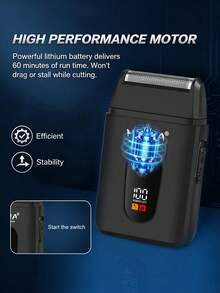 HIENA Men's Hair Clipper & Trimmer Electric Set, Cordless Hair Clipper + Reciprocating Shaver, Suitable For Carving, Trimming, Facial Shaving, USB Fast Charging, LED Display, Home Gift, Holiday Gift - Black - View 5