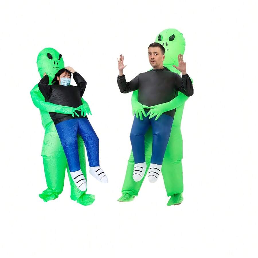 1pc (Blower Not Included) Green Alien Hugging Cosplay Costume, Halloween Performance Alien Hugging Inflatable Dress, Festival Gift - Multicolor - View 1