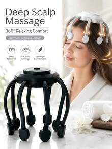 AXH USB Rechargeable Electric Octopus Head Massager, Scalp Massager To Relieve Stress And Pressure - Multicolor - View 2