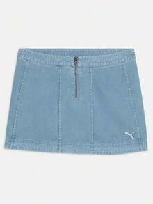 Puma Rok Mini Sporty Bordir dan Resleting Serbaguna untuk Wanita - Blue and White - View 2