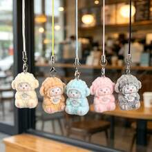 New Cute Resin Flocked Mini Sheep Doll DIY Handmade Pendant Keychain Bag Charm Phone Strap - Multicolor - View 1