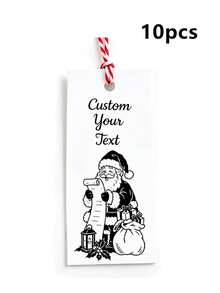 Custom Christmas Gift Tags, Personalized Holiday Present Labels, Customized Text Santa Gift Tags, Customizable Name Hang Tags, Vintage Christmas Party Decor, Festive Gift Wrapping Accessories, Merry Christmas, Holiday Gift, Celebration Decoration - Multicolor - View 10