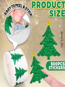 500pcs Self-Adhesive Laser Glossy Red Christmas Hat Doodle Stickers, DIY Decorative Stickers For New Year And Holiday Parties - Multicolor - View 6