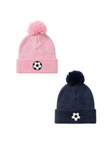 1/2pcs Unisex Print Soccer Knitted Beanie Hat,Soft Warm Winter Cap For Outdoor Activities,Daily Wear,Cold Weather - Multicolor - View 10