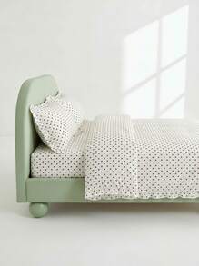 Veyra Day 3pcs Ruffled Duvet Cover Set - Soft Polyester Polka Dot Bedding Set, Aesthetic Cottagecore Dot Quilt Cover With Ruffle Fringe Trim, 1 Duvet Cover + 2 Pillowcases (No Sheet & No Insert) - Blue - View 7
