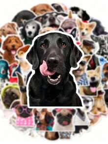50pcs Funny Dog Expression Stickers PVC Gift Cartoon Decoration Suitable For Scrapbook, Laptop, Luggage, Guitar, Water Bottle, Phone Case DIY Stickers - Multicolor - View 5