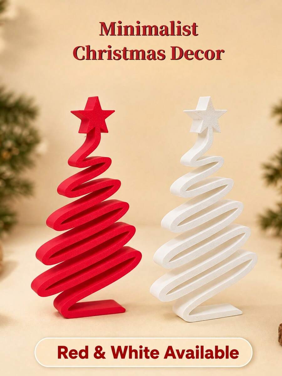 Multi-Color Minimalist Christmas Tree Desktop Ornament, Modern Elegant Small Christmas Tree Decor, Holiday Home Decoration, Suitable For Living Room, Dining Table, Entryway, Cabinet, Festival Decoration - Multicolor - View 1
