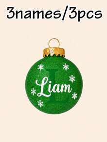 Custom Initial Christmas Ball Ornament, Personalized Holiday Tree Hanging Decor, Sparkly Red Green Bauble, Customized Name Family Keepsake Gift, Customizable Xmas Ornament For Home, Party & Gift Giving, Christmas Decorations, Merry Christmas, Family - Style D - View 12