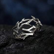 JLX.HARNESS Silver Thorn Rings For Women Men Adjustable Crown Of Thorns Open Rings Irregular Branch Ring - Silver - View 6