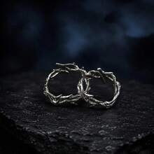 JLX.HARNESS Silver Thorn Rings For Women Men Adjustable Crown Of Thorns Open Rings Irregular Branch Ring - Silver - View 4