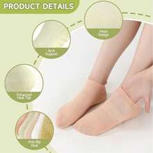 4 Pairs Multi-Color Non-Slip Yoga Socks, Suitable For Pilates, Ballet, Dance, Barefoot Workout, Toe-Less Non-Slip Socks, Elastic Sports Socks, Pilates Socks - Multicolor - View 4