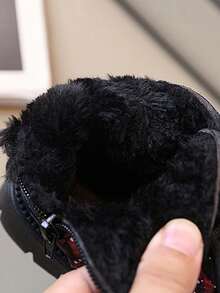 男女通用高筒雪地靴，兒童軟底防滑靴，保暖抓絨內裡，時尚舒適踝靴 - 紅色 - 查看 2