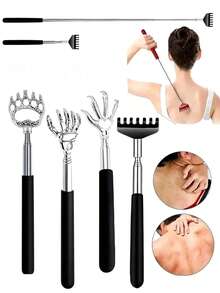 Adjustable Stainless Steel Back Massager, Ergonomic Handle Design, Easily Reach Hard-To-Clean Areas, Portable Massage Tool Suitable For Men And Women, Perfect Gift For Parents And Teenagers, Comes With Exquisite Gift Bag, Adjustable Rubber Handle Massage Tool, Essential For Home, Office, Gym And Travel - Multicolor - View 7
