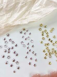 TSZS 50pcs Christmas Small Stars 3 Colors Mixed Shiny Starlight Nail Art Alloy Charms Suitable For Nail Art DIY Nail Decoration - Multicolor - View 5