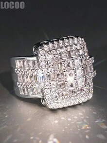 1pc Romantic Cubic Zirconia Ring For Women, Wedding Engagement Party Jewelry, Valentine's Day Gift - 1# - View 9