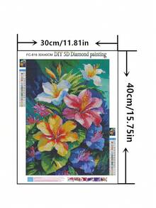 1pc DIY Diamond Painting Sticker Embroidery Flower Floral Home Decor Full Drill 30*40cm/40x50cm - Sets - View 2