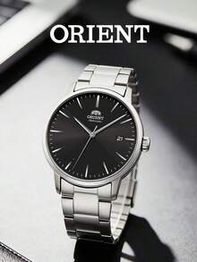 Orient Men's Classic Automatic Mechanical Watch, Black Dial, Stainless Steel Strap, 100m Water Resistant, Transparent Bottom Cover, RA-AC0E01B10B - Silver - View 2
