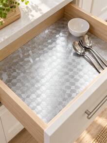 Aluminum Foil Kitchen Sink Sticker, Heat Resistant Oil Proof Waterproof Wallpaper, Orange Peel Texture Self-Adhesive Liner, For Drawers, Sinks, Cabinets, Mildew Proof Wall Protection Splash Film - Multicolor - View 4