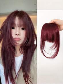 1pc Clip-In Bangs Hair Piece, Sheer Fringe Hair Extension With Sideburns, Synthetic Fiber Natural Style Fake Bangs Hair Accessory, Suitable For Women And Girls Daily Wear - Multicolor - View 14