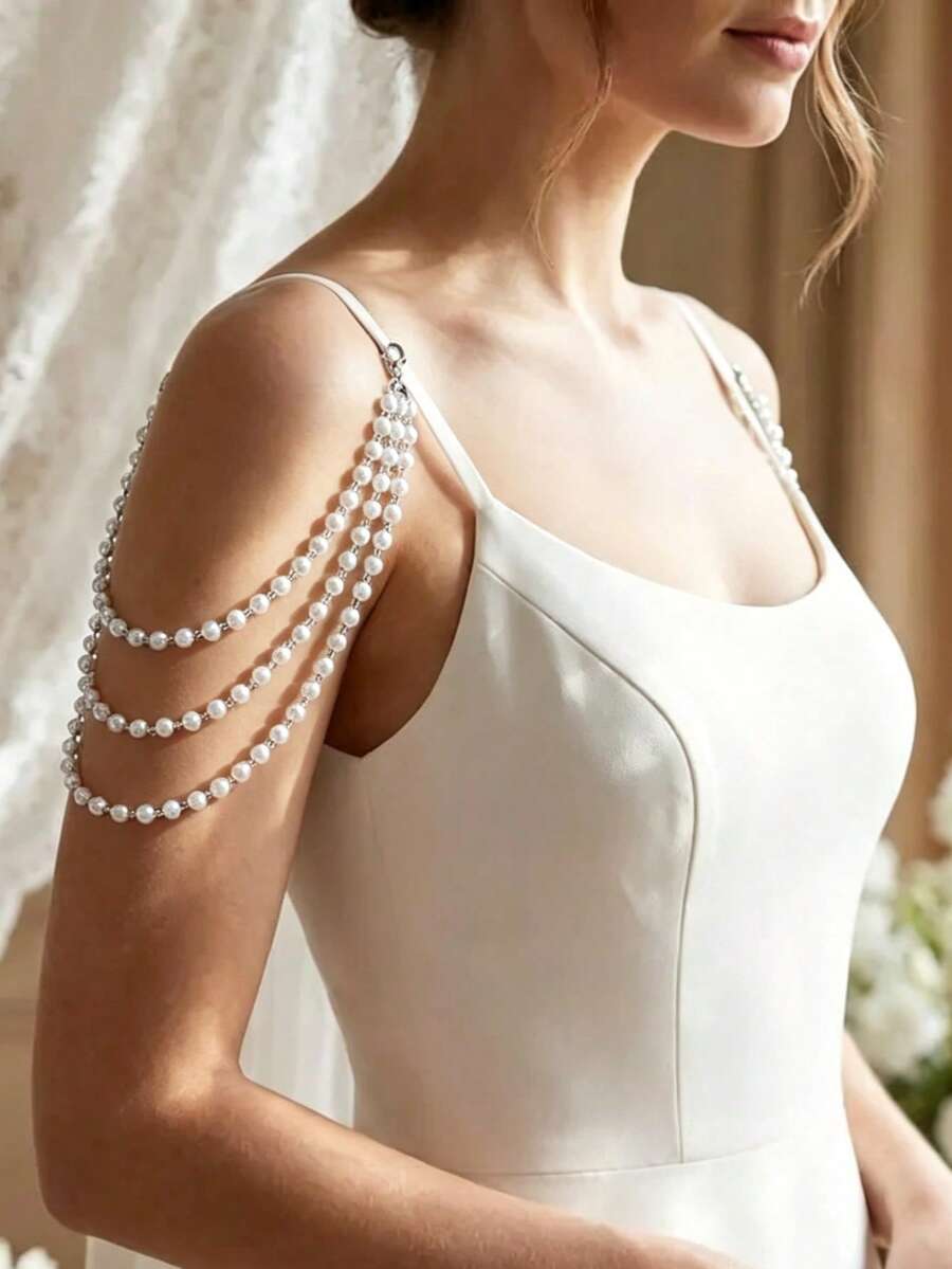 Women's Versatile Pearl Shoulder Chain, Party Fashion Exquisite Shoulder Jewelry Accessory - Silver - View 1