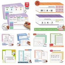 Lachilly 4/10/16PCS Double Sided Math Whiteboard Dry Erase Board For Math Practice Numbers Alphabet Letter Tracing Pad Cursive Handwriting Sheet, Write & Wipe Educational Toy Flashcards, Number Line Fraction Place Value Math Manipulatives Learning Tool - Multicolor - View 3