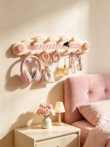 5/1pcsCream Minimalist Style Plastic Cloud Shaped Wall Hook Rack With Star Decor&Letter Print Detail, Punch-Free Strong Load-Bearing Hanging Holder,Multi-Hook Wall Mounted Hanger,Suitable For Entryway,Bedroom, Dormitory,Bathroom,Storage Organization - Multicolor - View 6