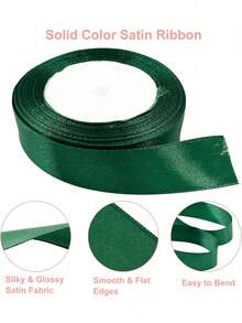 25 Yards 0.6cm-4cm Forest Green Satin Ribbon, Single-Sided Polyester Fiber Craft Ribbon, Suitable For Handmade Rose Making, Gift Wrapping, Bouquets, Wedding And Christmas Party Decoration - A - View 8