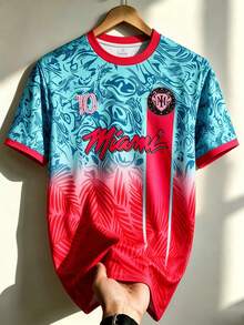Jersey Timnas AS Miami untuk Pria dan Remaja, Desain Internasional, Atasan Nyaman, untuk Pertandingan, Pakaian Kasual, dan Hadiah. - Hot Pink - View 2
