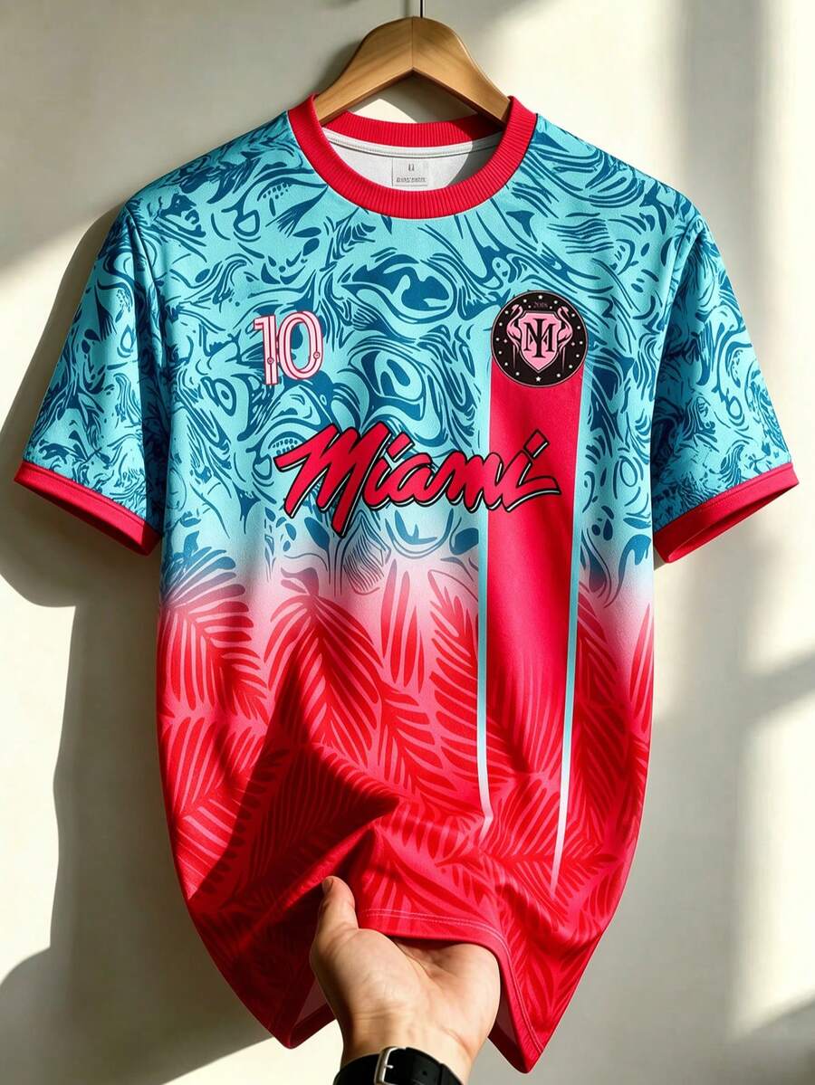 Jersey Timnas AS Miami untuk Pria dan Remaja, Desain Internasional, Atasan Nyaman, untuk Pertandingan, Pakaian Kasual, dan Hadiah.