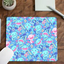 Cute Blue Cartoon Character Square Mouse Pad, Fun Graffiti Geometric Art Pattern, Eye-Catching Desktop Decoration Protective Pad, Rubber Non-Slip Locked Edge Office Pad, Compact Size, Suitable For Laptop, Desktop Computer Gaming, Office And Daily Use - View 7