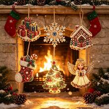 6/3/1pc Christmas Tree Pearl & Diamond Art Hanging Ornament Set, Musical Instruments - A - View 5