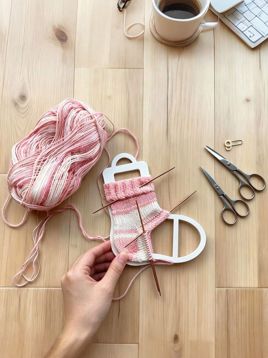 1pc Plastic Sock Knitting Support Frame, Handmade Knitting Assistant Frame, DIY Sock Knitting Tool, Knitting Enthusiast Project Helper, Beginner Sock Knitting Accessory, Home Craft, Christmas And Holiday Handmade Gift Making - Multiple Styles - View 1