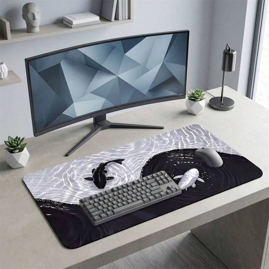 Tai Chi Koi Large Mouse Pad Non-Slip Rubber Bottom Office Home Gaming Gift For Him/Her Back To School Desktop Accessory Office Supplies Computer Keyboard Pad Laptop Mat - Rectangle - View 1