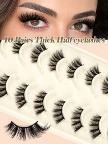 MAANGE 10 Pairs CC Curl Half Lash Extensions, Lightweight Stem, Soft Cat Eye Style, 3D Natural Voluminous False Eyelashes, Suitable For Daily Makeup - Multicolor - View 9
