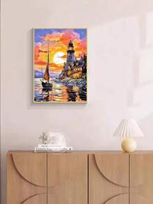 1pc DIY Diamond Painting Sticker Embroidery Landscape Ocean Wave Lighthouse Home Decor Full Drill 30*40cm/40x50cm - Sets - View 5