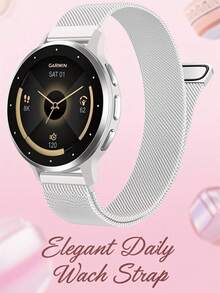磁吸米蘭金屬編織錶帶，適用於 Gar-Min Venu 2 3 3S、Vivoactive 4 4S 5 6、Forerunner 55 165 255 265 Lily2，18/20/22mm 快拆錶帶 - 銀色 - 查看 13