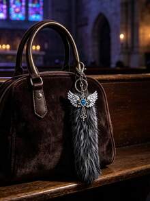 1pc Y2K Style Heart Cross Animal Tail Bag Charm, Suitable For Bag Decoration, Keychain Chain, Clothing Accessory - Multicolor - View 4