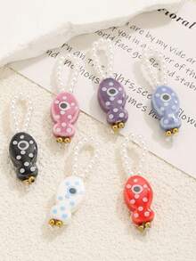 1 buah Liontin Ikan Polka Dot Keramik Aneka Warna, Rantai Mutiara Imitasi Stainless Steel untuk Pembuatan Perhiasan DIY - MultiWarna - View 3