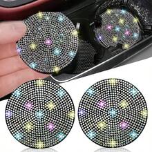 2/4PCS Car Colorful Rhinestone Cup Holder Coasters, Luxury Full Rhinestone Appearance, Non-Slip Waterproof, Prevent Cup Clatter And Noise, Decorate Car Interior, Practical Car Accessories - Full Rhinestone Car Cup Holder - View 10