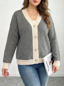 Women's Autumn/Winter V-Neck Cardigan, Vintage Casual Style - Multicolor - View 5
