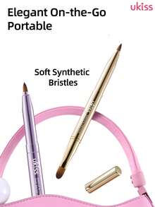 ukiss Portable Dual-Ended Lip Brush: Precise Lip Lining + Filling & Blending, Soft Lip Color Application, Soft Bristles, Multi-Use For Eyeshadow/Concealer/Contour - Gold - View 10