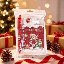 3pcs/Set Christmas Cartoon Stationery Set, Mini Spiral Notebook, Neutral Pen, Correction Tape, Christmas Eve Student Small Gift - Multicolor - View 4